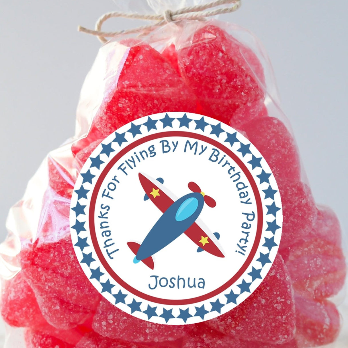 Blue red aviation party favor sticker label