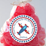 Blue red aviation party favor sticker label