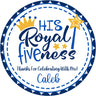 Blue royal prince 5th birthday party favor sticker