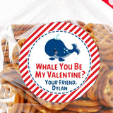 Blue whale you be my valentine personalized classroom label