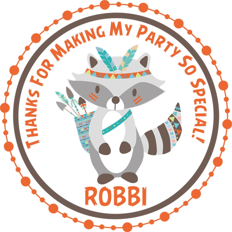 Boho forest animal thank you birthday sticker
