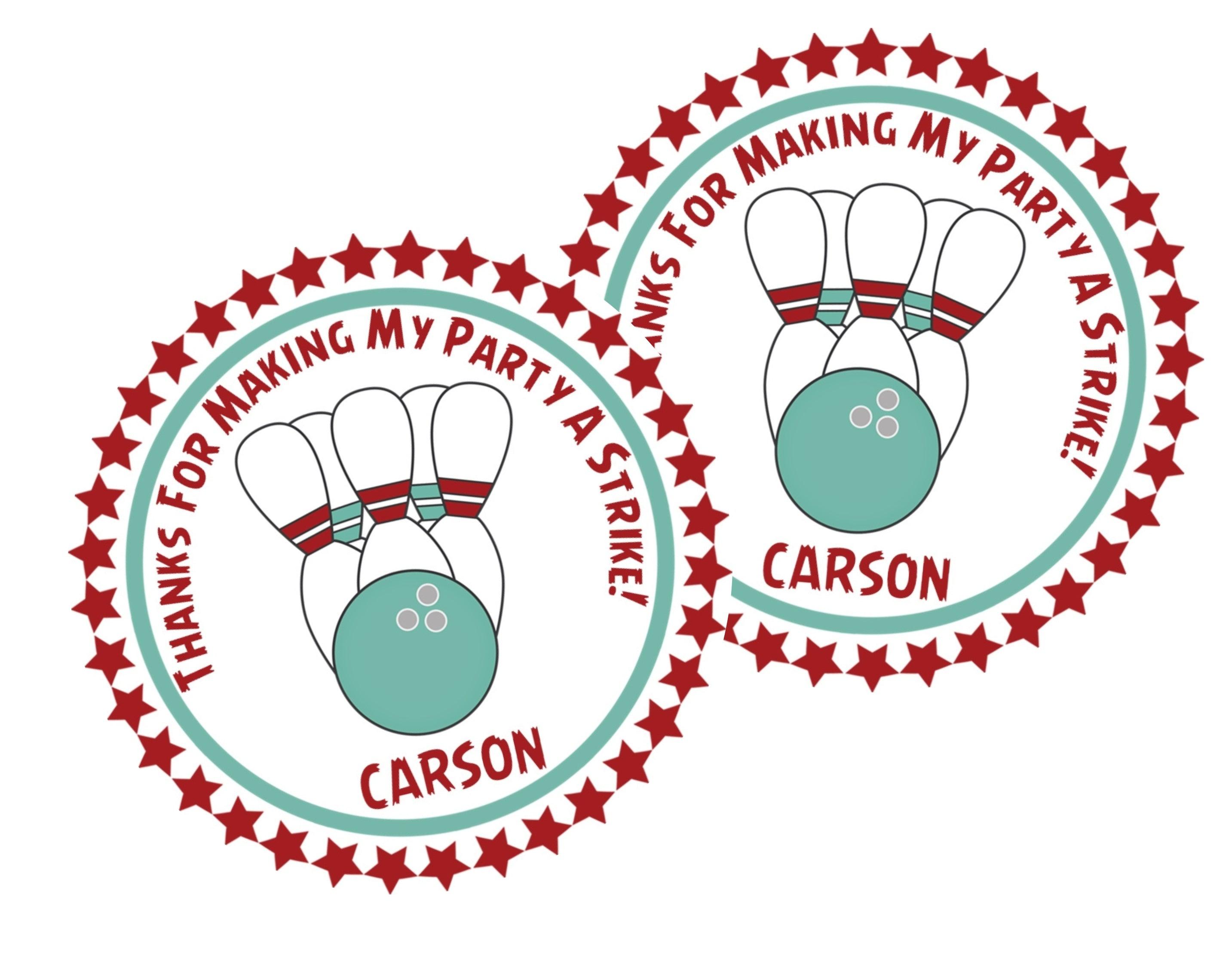 Bowling Birthday Party Stickers