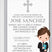 Boy first communion invitation with gray border and cross
