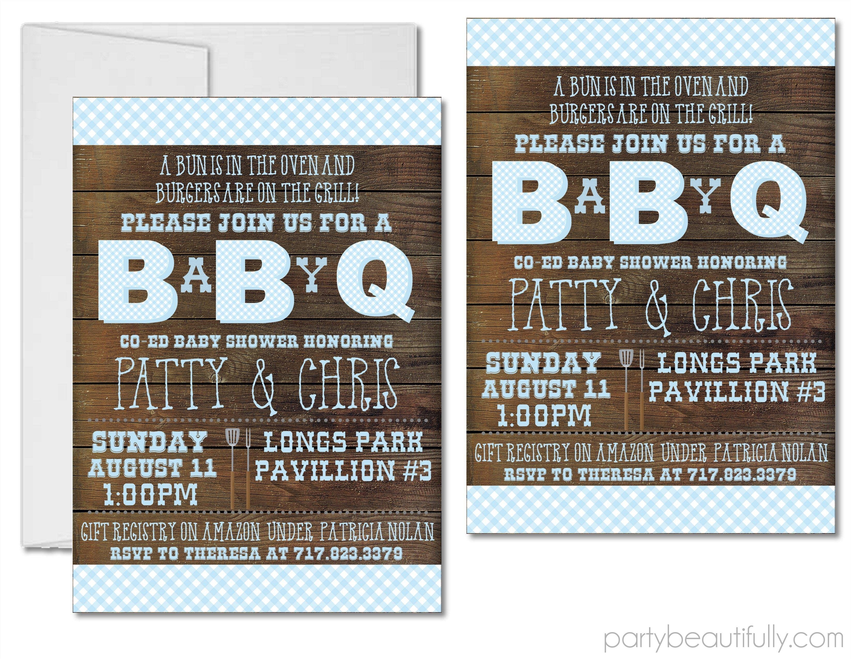 Boys Backyard Baby Q Baby Shower Invitations