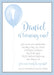 Boys Blue Balloon 1st Birthday Party Invitations