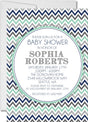 Boys Blue & Grey Chevron Baby Shower Invitations