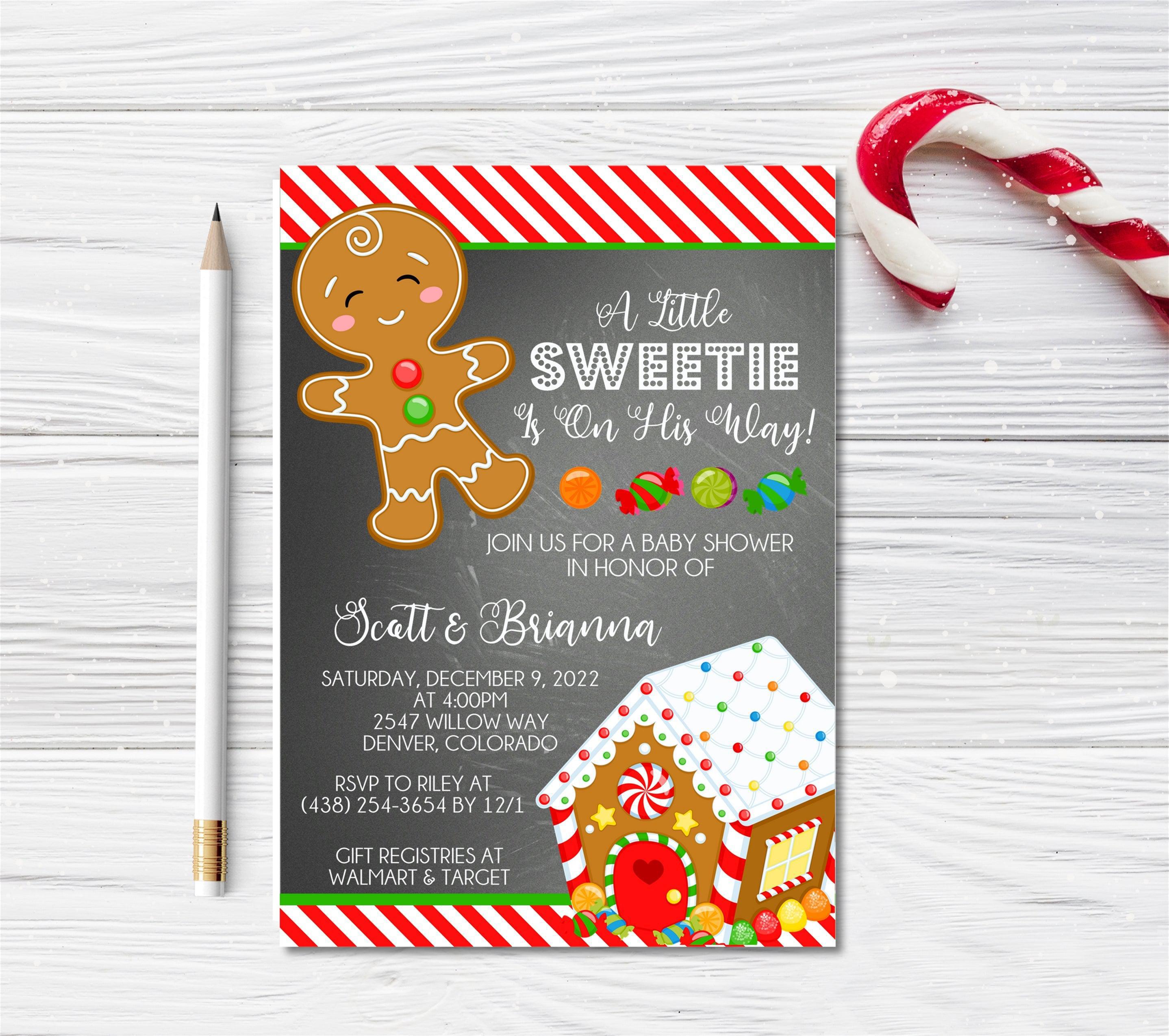 Boys Gingerbread Christmas Baby Shower Invitations