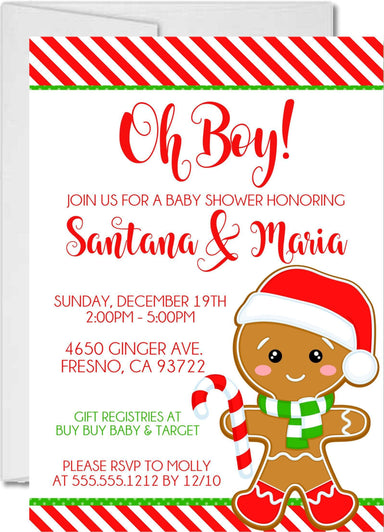 Boys Gingerbread Christmas Baby Shower Invitations