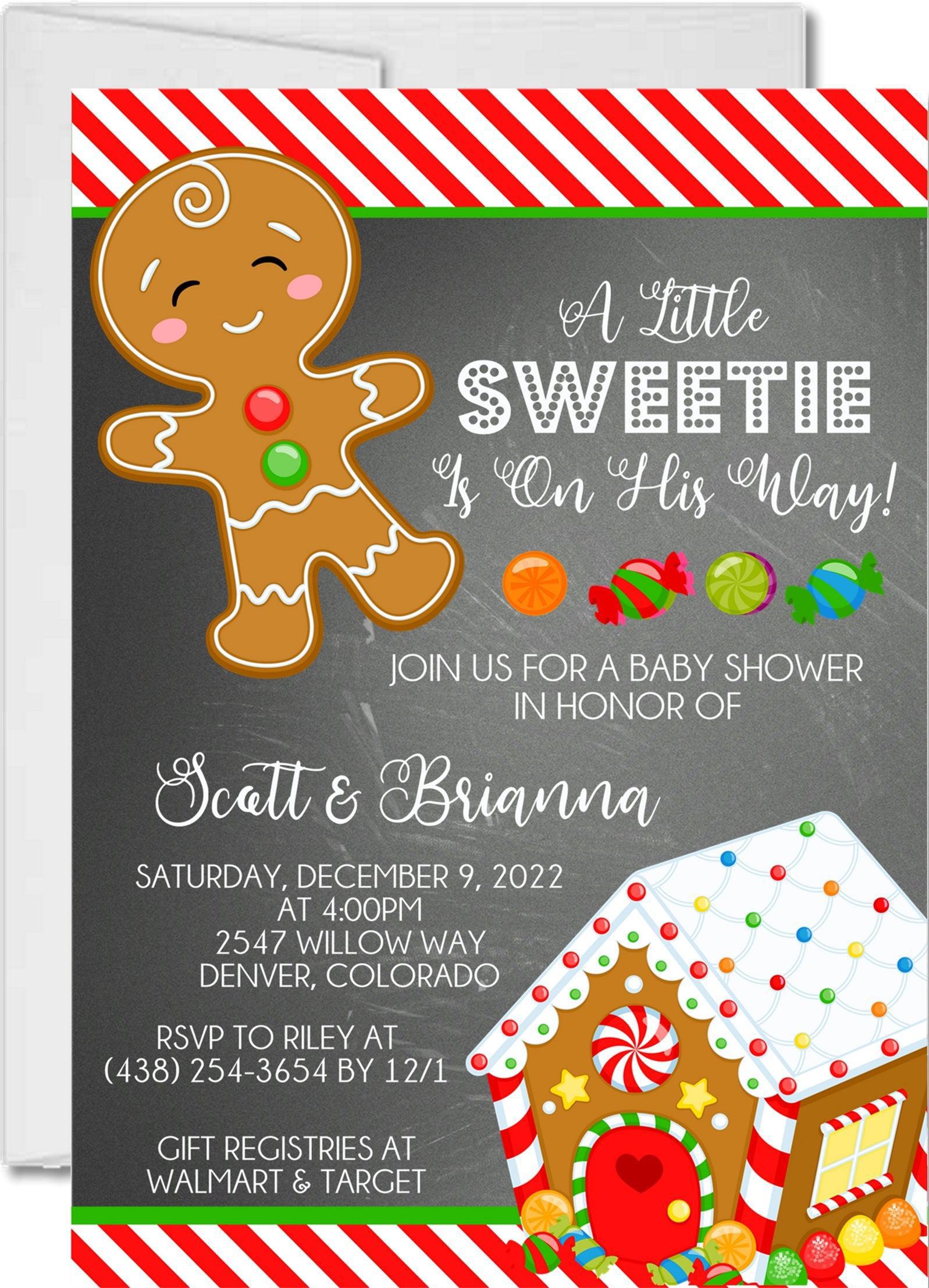 Boys Gingerbread Christmas Baby Shower Invitations