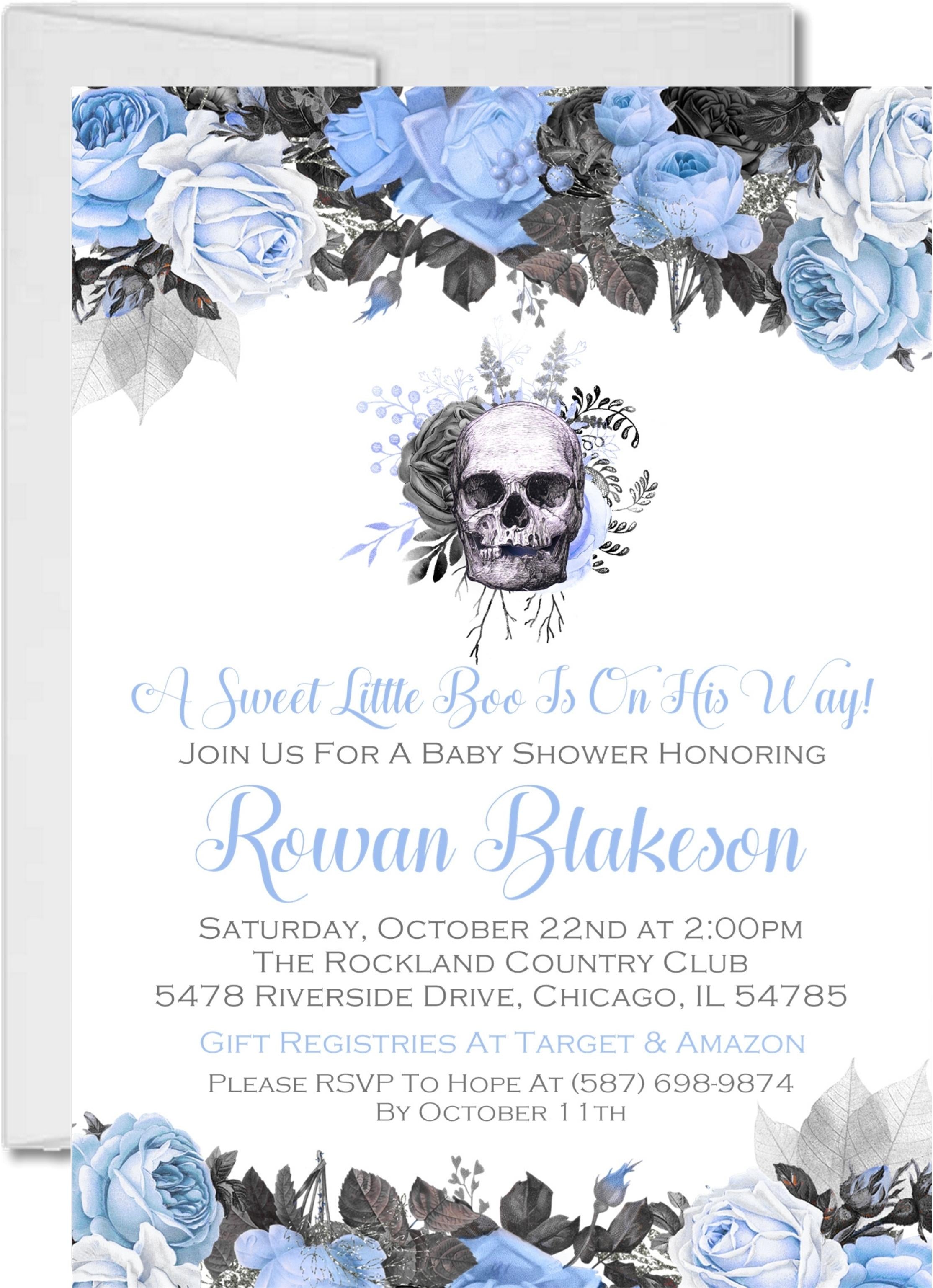 Boys Gothic Halloween Baby Shower Invitations