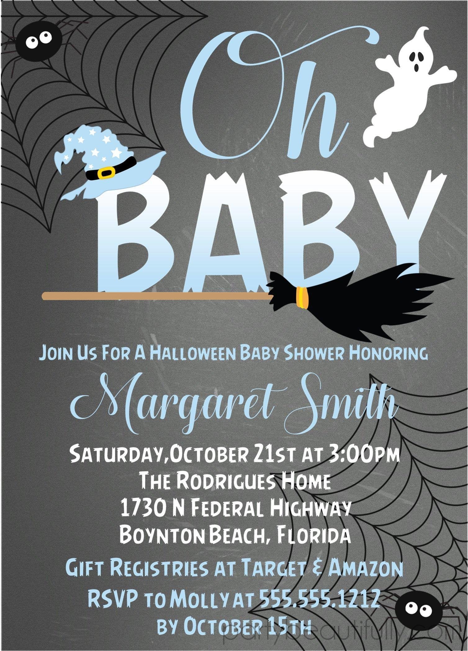 Boys Halloween Baby Shower Invitations