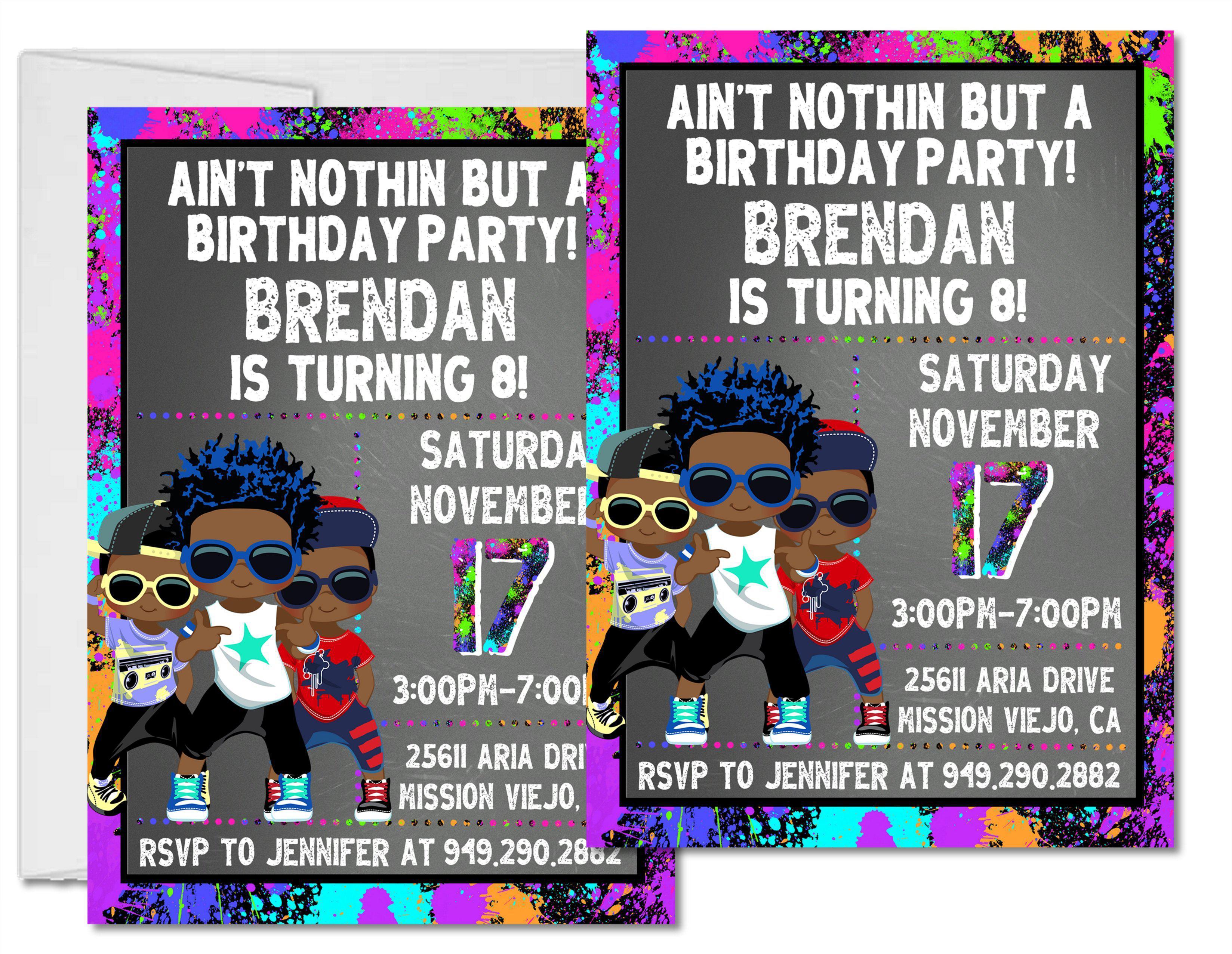 Boys Hip Hop Birthday Party Invitations