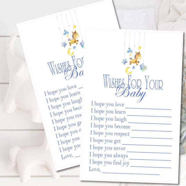 Boys Moon & Stars Baby Shower Wish Cards