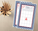 Boys Nautical Baby Shower Bingo Cards