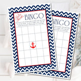 Boys Nautical Baby Shower Bingo Cards