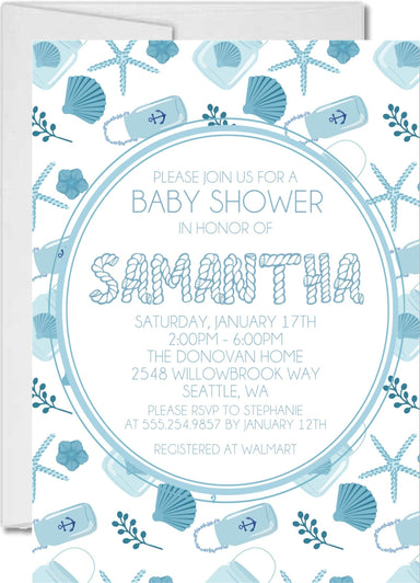 Boys Nautical Baby Shower Invitations