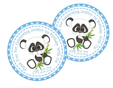 Boys Panda 1st Birthday Party Stickers