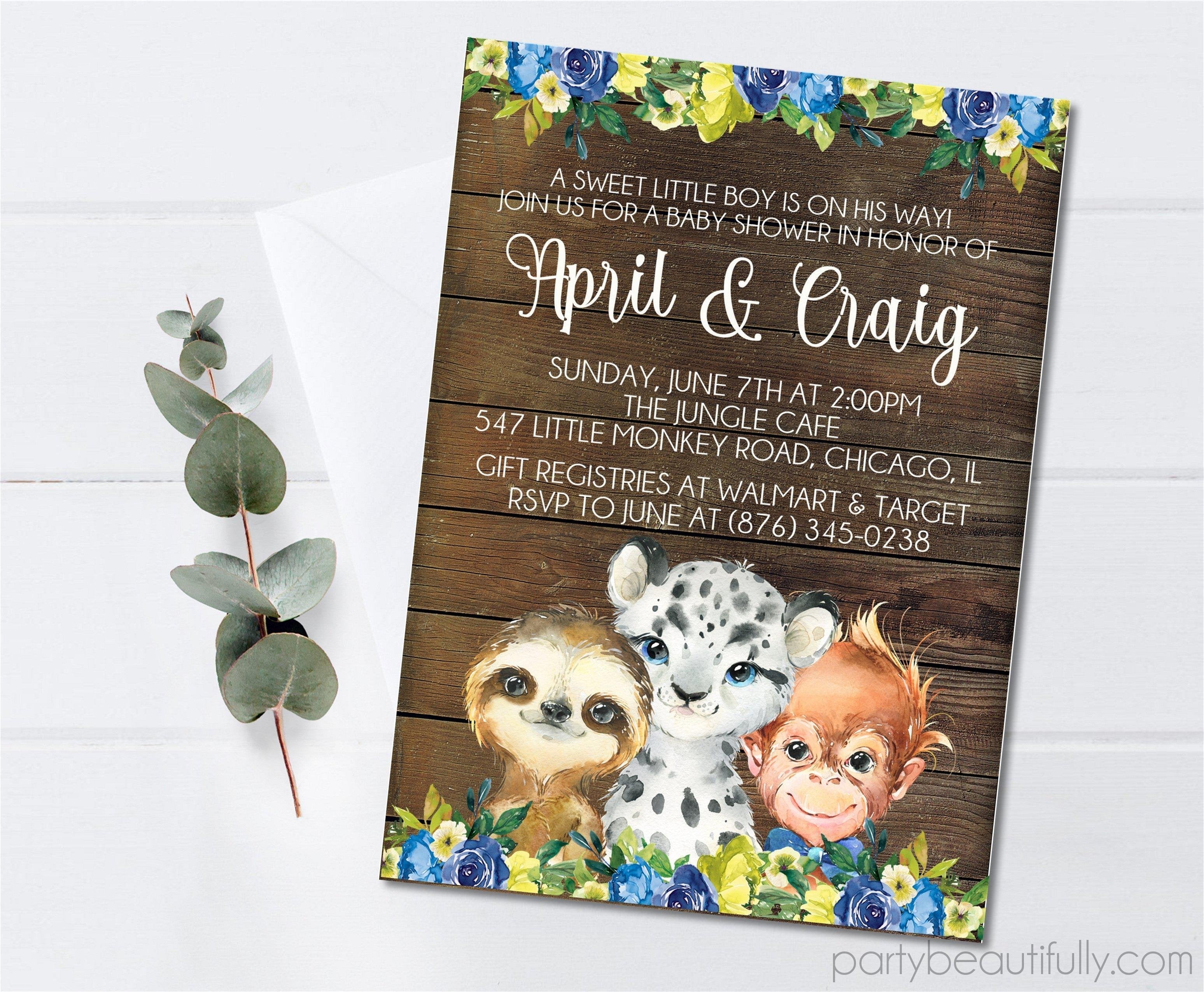 Boys Rain Forest Baby Shower Invitations