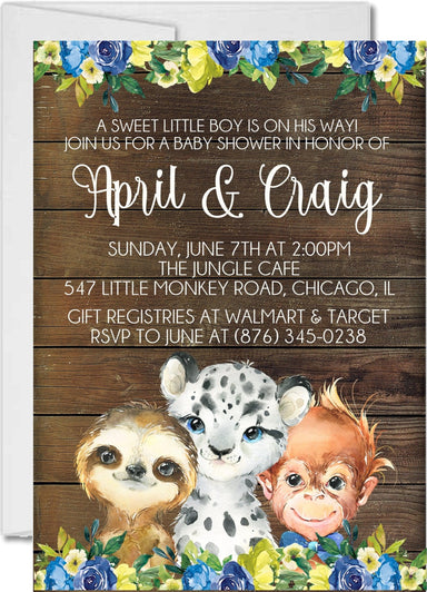 Boys Rain Forest Baby Shower Invitations