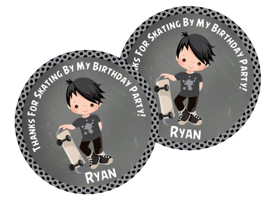 Boys Skateboard Birthday Party Stickers