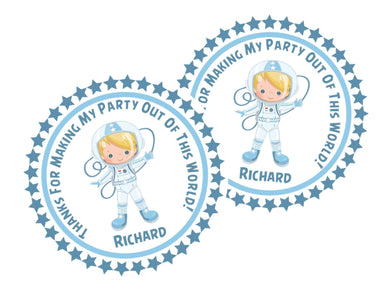 Boys Space Birthday Party Stickers