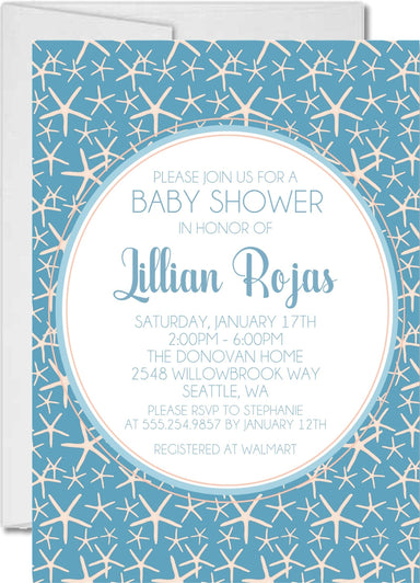 Boys Starfish Baby Shower Invitations