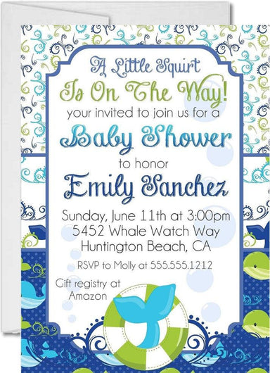 Boys Whale Baby Shower Invitations