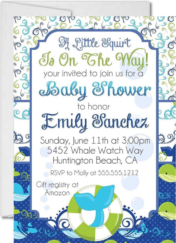 Boys Whale Baby Shower Invitations