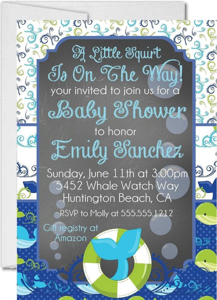 Boys Whale Baby Shower Invitations