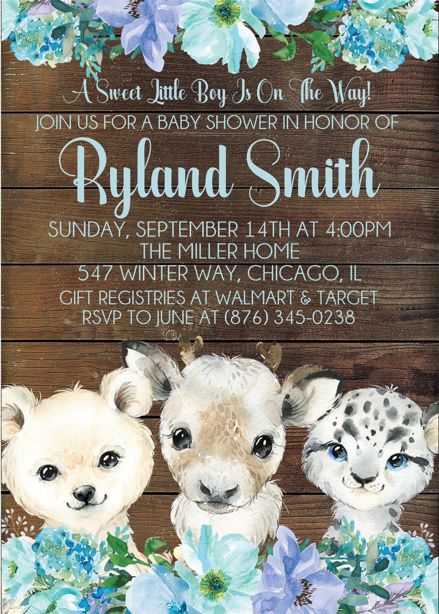 Boys Winter Arctic Animals Baby Shower Invitations