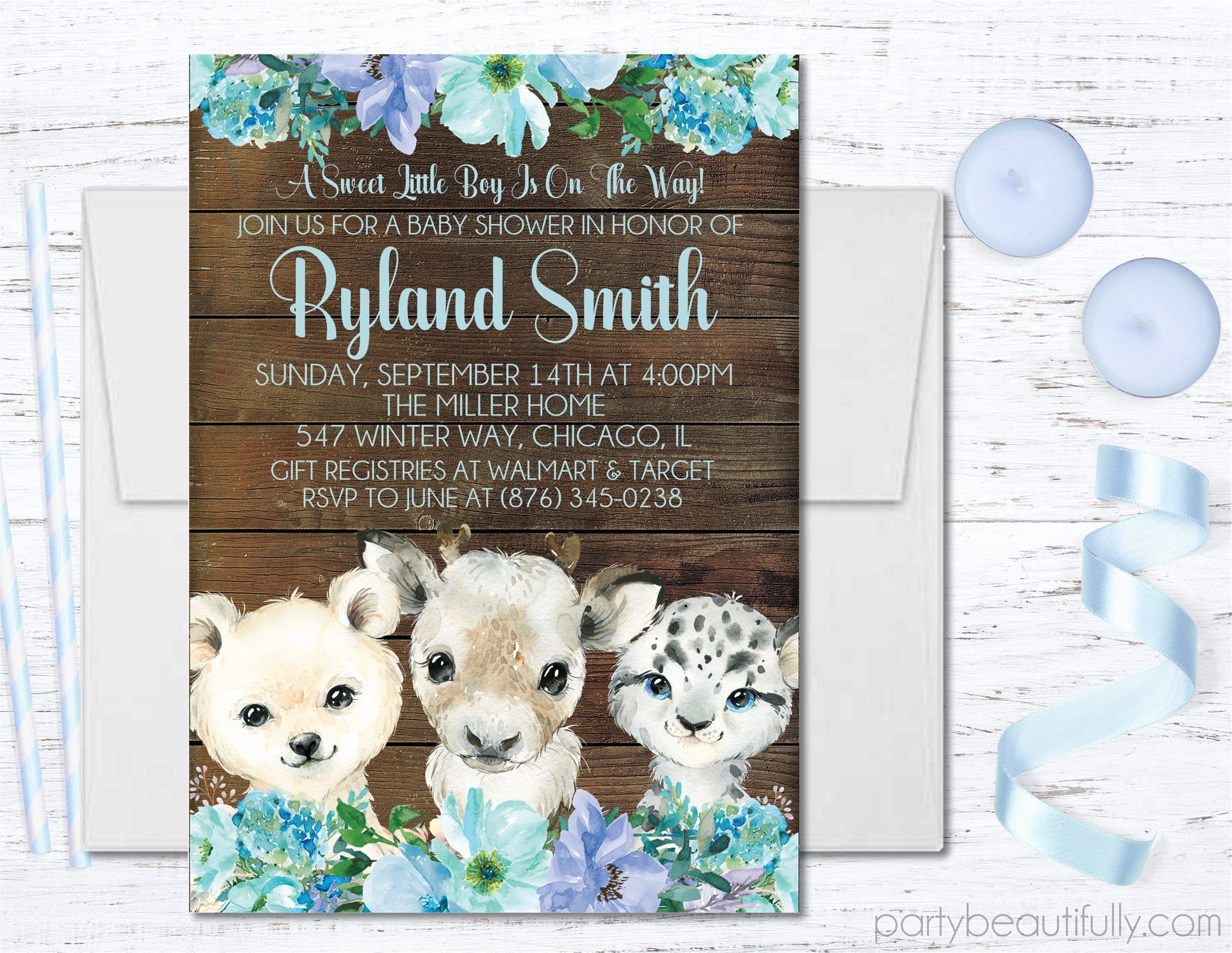 Boys Winter Arctic Animals Baby Shower Invitations