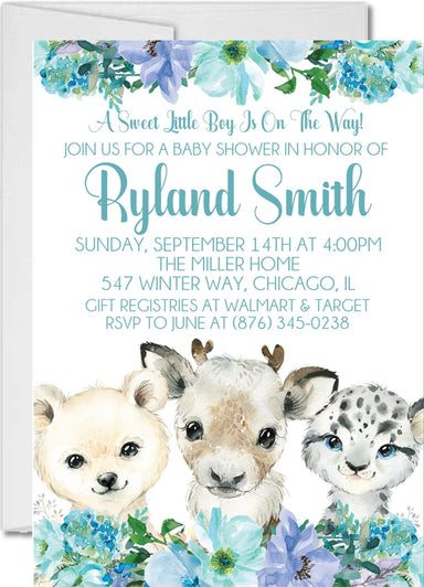 Boys Winter Arctic Animals Baby Shower Invitations