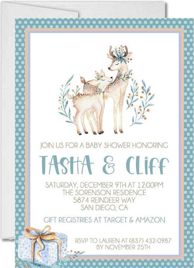 Boys Winter Reindeer Baby Shower Invitations