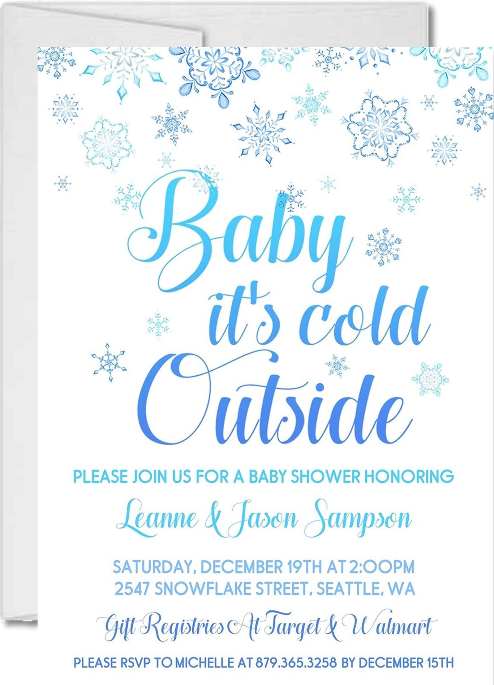 Boys Winter Snowflake Baby Shower Invitations