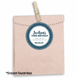 Boys blue birthday sticker with modern design