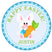 Boys easter bunny holding carrot personalized sticker