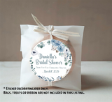 Bridal shower thank you stickers with blue floral design
