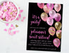 Bright Pink, Gold And Black Balloon Sweet 16 Party Invitations