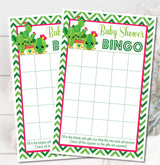 Bright cactus baby shower bingo printable game card