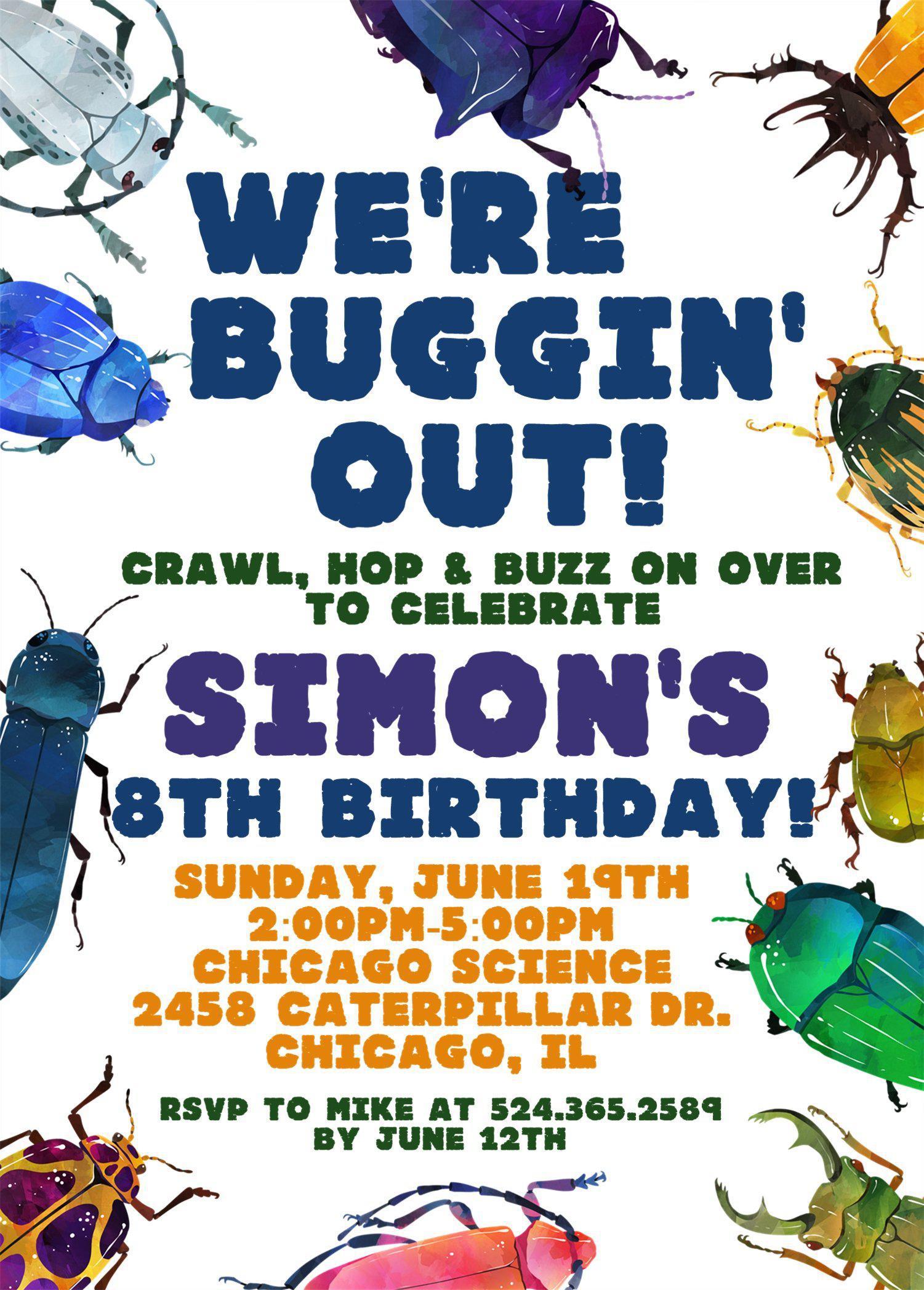 Bug Birthday Party Invitations