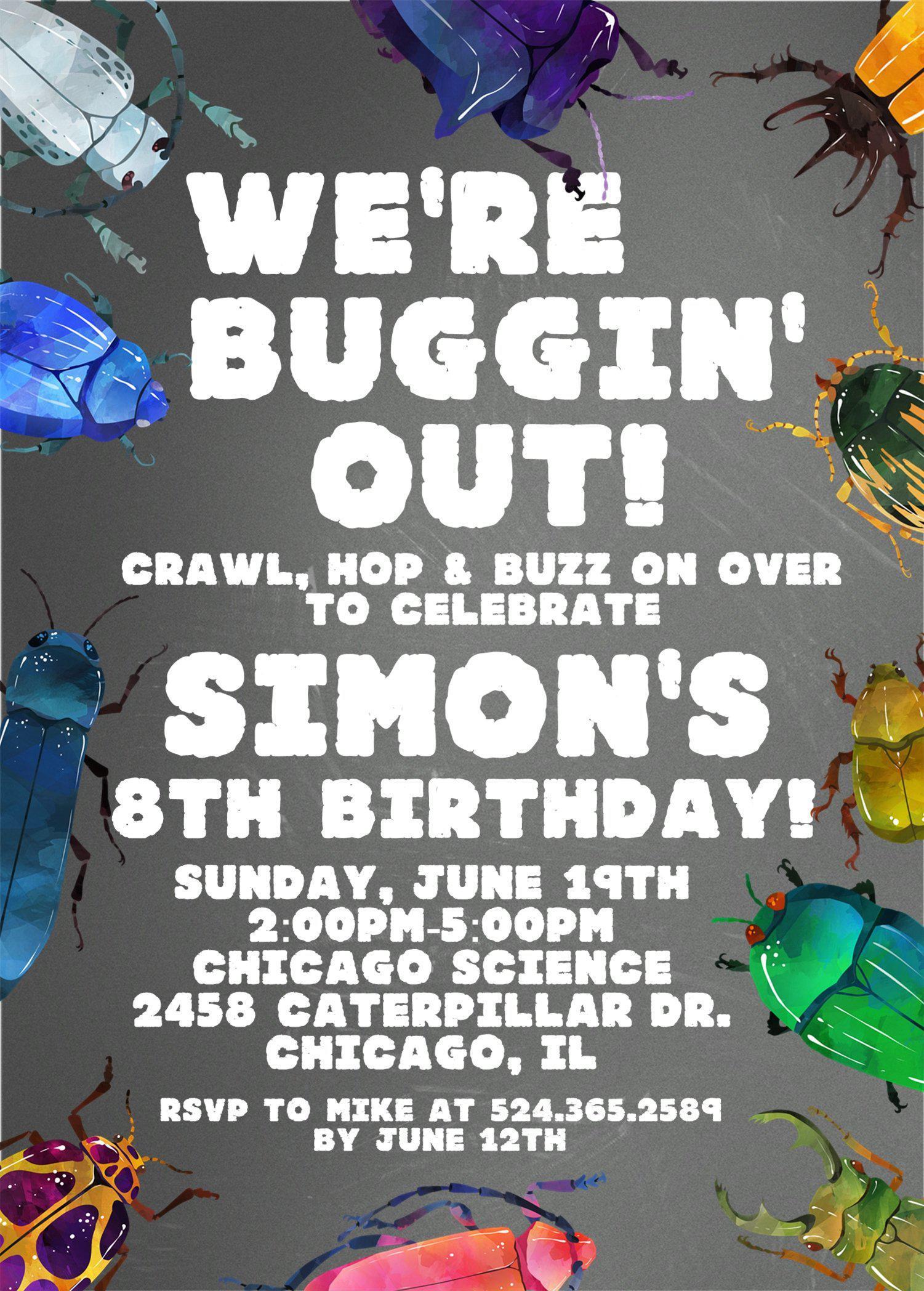 Bug Birthday Party Invitations