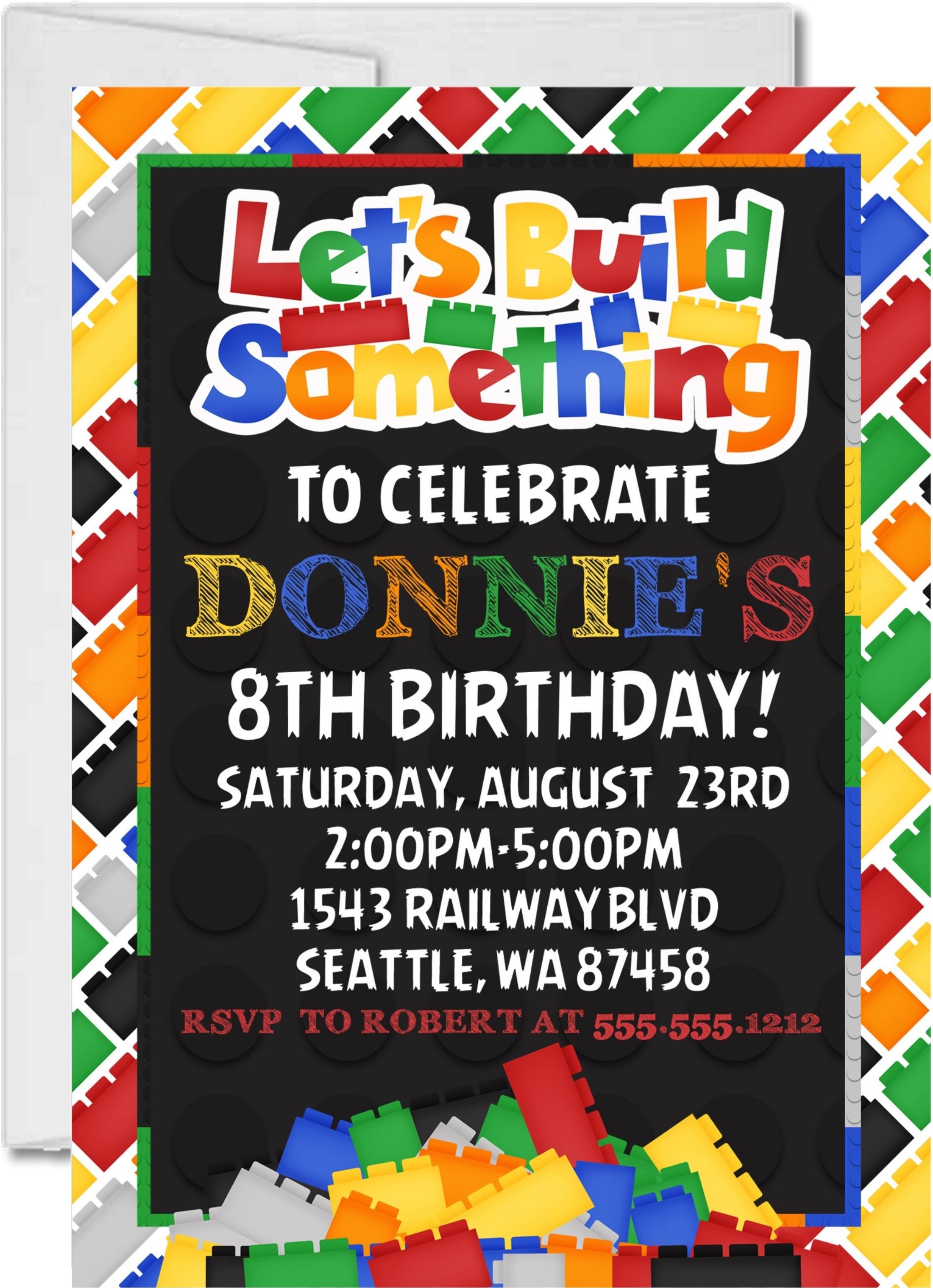 Building Block Birthday Party Invitations