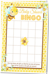 Bumble Bee Baby Shower Bingo Cards