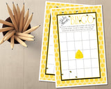 Bumble Bee Baby Shower Bingo Cards