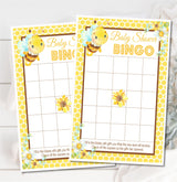 Bumble Bee Baby Shower Bingo Cards