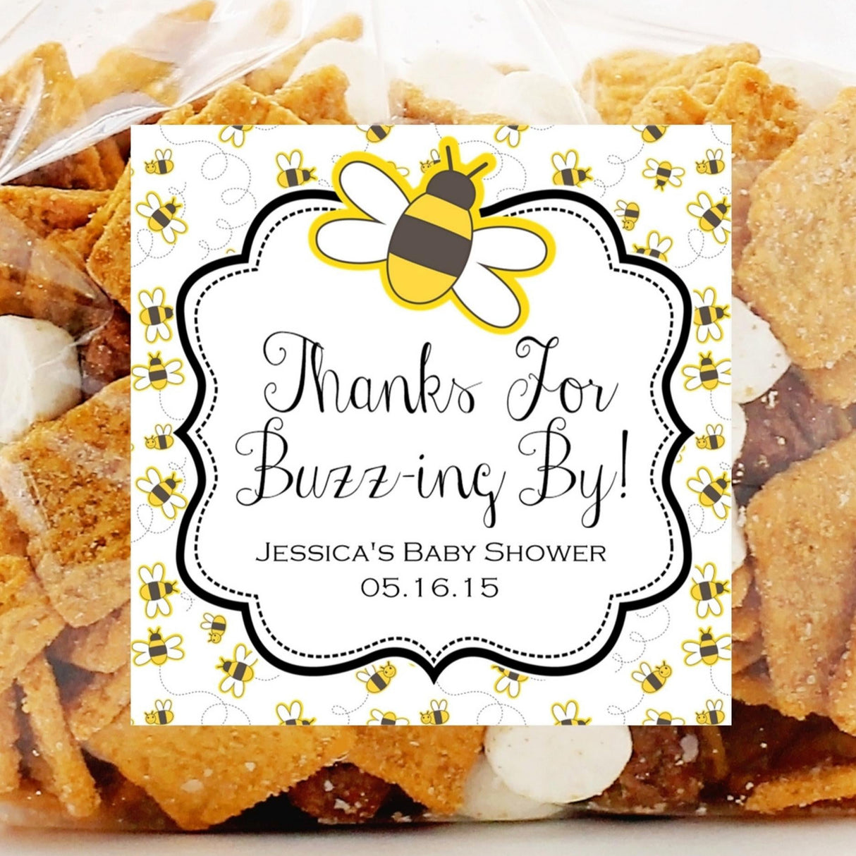 Bumble bee baby shower sticker pattern design