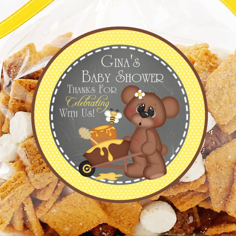 Bumble bee teddy bear baby shower sticker