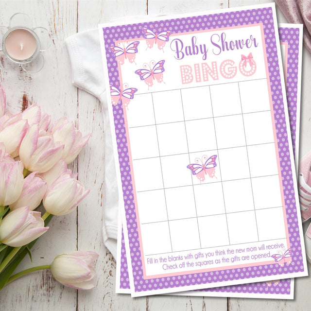 Butterfly Baby Shower Bingo Cards
