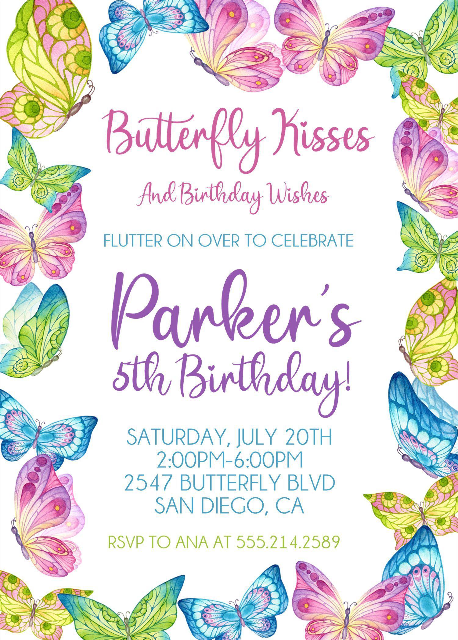 Butterfly Birthday Party Invitations