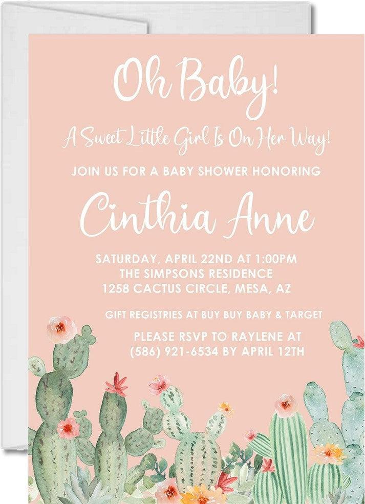 Cactus Baby Shower Invitations